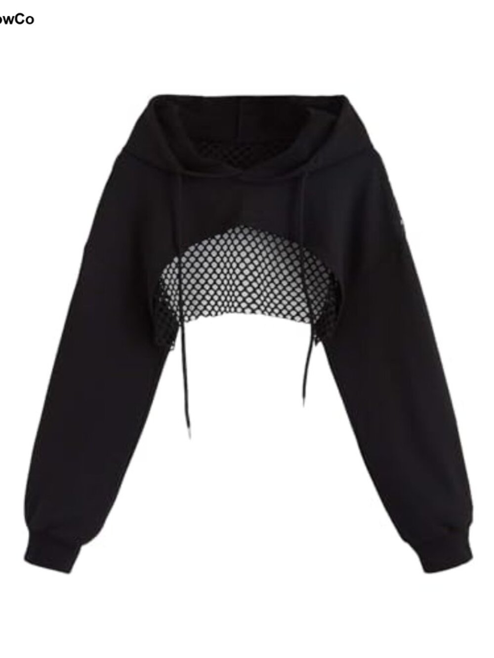 Cropped Hoodie Pullover Soft Polyester Drop Shoulder